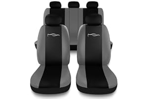 Susy Shop Set Coprisedili Per Auto Universali Con Schienale Posteriore Con 2 Zip, Fodere Auto Airbag Compatibili (Nero/Grigio)