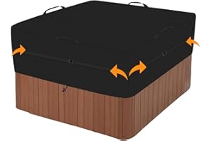 JXXPGG Whirlpool Abdeckung Eckig Schutzhülle Whirlpool,600D Oxford Abdeckplane für Whirlpool Outdoor, Wasserdicht Winddicht UV-Schutz, Wetterfest,Schwarz (220 * 220 * 25cm)
