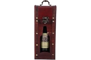 GAROSA Bottiglia di Vino d'Epoca in Legno con Bottiglia di Champagne Porta Bottiglia Portatile Singola Scatola di Vino Scatola Regalo Custodia per Trasporto di Vino Regalo di Compleanno Nozze