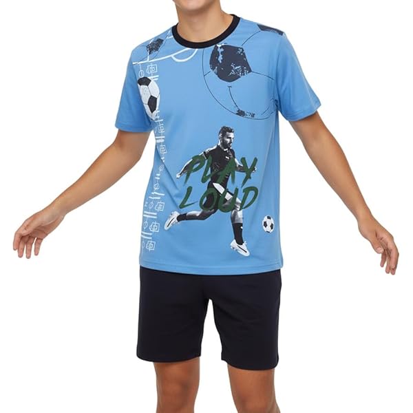 Pyjama Court Pour Garçon 100 % Coton Motif Dessin Animé