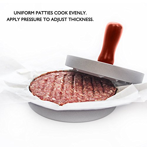 Antihaft Hamburgerpressen, FineGood Patty Maker Aluminium-Patty-Form für BBQs Picknick-Party Hausgemachte Hamburger-Speckwurst – Silber - 2