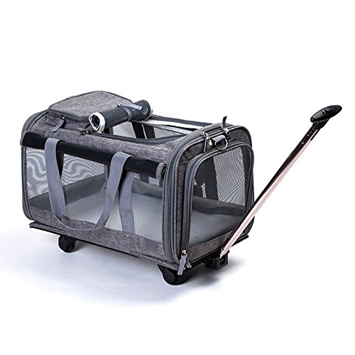 XCJ WLQ Pet Trolley Case - Bolsa Extraíble - Dog out Pack - Car Carrier Portable Cat Bag - Bolsa de Hombro para Mascotas,Gris,Mochila para MA