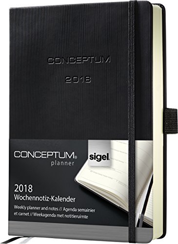 Preisvergleich Produktbild Sigel C1815 Wochennotiz-Kalender 2018, ca. A6, schwarz, Hardcover CONCEPTUM