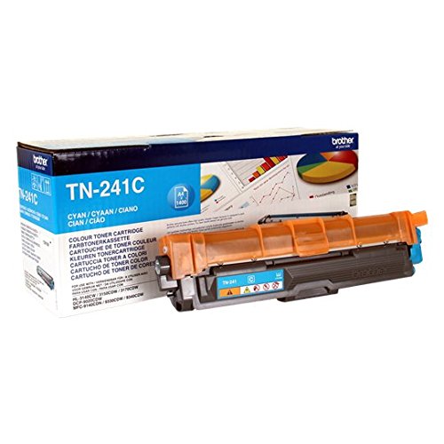 Brother TN241C - Cartucho de tóner cián original para las impresoras HL3140CW, HL3150CDW, HL3170CDW, DCP9015CDW, DCP9020CDW, MFC9330CDW, MFC9140CDN y MFC9340CDW