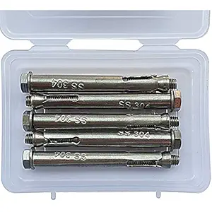 Jaset Innovations 304 Grade Stainless Steel Fastener  Expansion Type  8mm Bolt, 100 mm Length  Pack of 5 Pieces