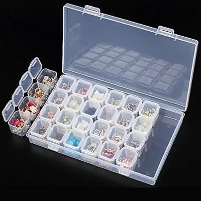 La Cabina Boîte de 28 Pots de Poudre Pailletée pour Nail Art , Boîte de Rangement pour Ongle Nail Art Peut Changement Réglable en Plastique