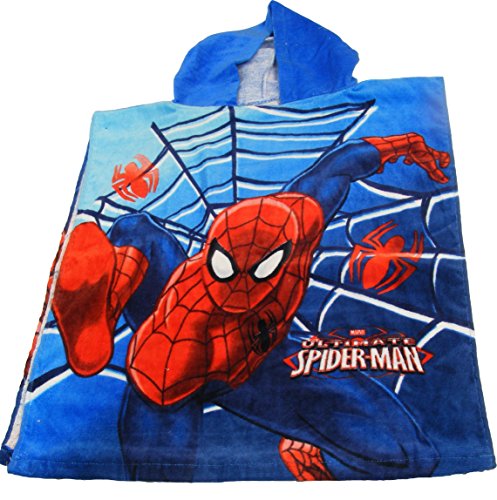 Spiderman Badehandtuch für Kinder, mit Kapuze, offizielles Lizenzprodukt