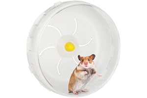 Andiker Hamster Running Wheel 4.72”, Silent Jogging Exercise Toy Hamster Cage Accessory for Drawf Hamsters Golden Silk Shih Tzu Bear (White)