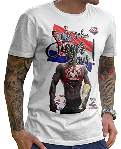 Stylotex Herren T-Shirt Basic So sehn Sieger aus Guy Croatia Hrvatska Kroatien, Größe:XXXL, Farbe:weiss