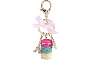 HILITAND 1pc Porte-clés Mignon Coloré en Alliage Forme de Macaron Tour Eiffel Porte-clés Accessoire pour Voiture Décoration ou Sac Pendentif