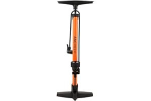 ANCHEER Pompa Verticale ad Alta Pressione con barometro per Biciclette elettriche (Giallo arancio)