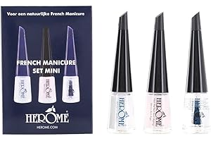 Herome - Kit de Manicura Francesa Rosa Fresco, 3 x 4 ml | Tamaño Viaje, Set de 3 Esmaltes para hacer Manicura Francesa, Muy Fácil de Aplicar, Fórmula Fortalecedora para tus Uñas
