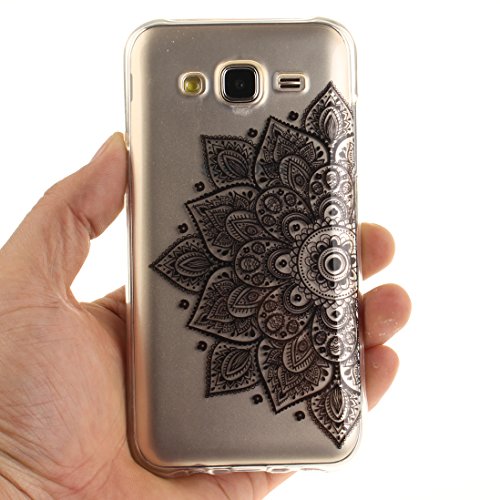 Funda Samsung Galaxy J5 2015 SM-J500F Wanxida Funda de Silicona TPU Carcasa Transparente Clara Soft Clear Case Cover Funda Blanda Delgada Carcasa Suave Ligera Caja Anti Rasgu  os Anti Choque Funda protectora con Dise  o   nico - Encaje Negro