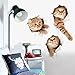 Produktbild Wopeite 3D Katzen Wandaufkleber WC Deckel Aufkleber Vivid Cartoon Tier Lochansicht Decals Removable DIY Dekoration Pet Liebe f¨¹r Baby Kinder Kinderzimmer K¨¹che Wohnzimmer Schlafzimmer Badezimmer