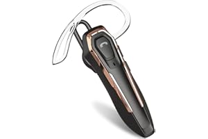 Micool Trucker Bluetooth Headset, Noise Cancelling Single Ear Earpiece, 30H Talking Time, Speak Callers Name, Hands Free Bluetooth Earpiece for Cell Phone (GOLD)