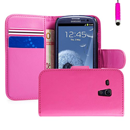 32nd Klapphülle im Brieftaschenstil aus PU-Leder für Samsung Galaxy S3 mini i8190 Rosa Rose - Book - Hot Pink