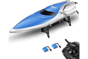 GizmoVine RC Boat, 2.4GHZ 15MPH High Speed Remote Control Boat with 2 Rechargable Batteries, Suitable for Pools/Lakes/Seaside, Double waterproof, Ship Model Gift for Adults & Kids