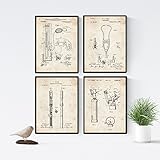 Hecho en España. Nacnic Nacnic Vintage - Pack de 4 láminas con Patentes de Equipamiento Medico. Set de Posters con inventos y Patentes Antiguas. Elije el Color Que más te guste. Impreso en Papel de 250 Gramos