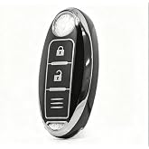 AutoHan Keys L&uuml;x Nissan Qashqai X-Trail i&ccedil;in 3 Buton Akıllı Nano Anahtar Kılıfı, Siyah G&uuml;m&uuml;ş, Premium Koruyucu Kaplama