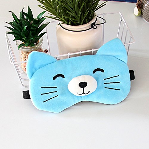 Preisvergleich Produktbild WEILIVE, Tragbare Cartoon-Schlafmaske, Plüsch, Blendet die Augenbinde aus (blau)