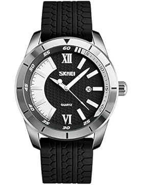 Herren Jugendliche Silber Großes Gesicht Wasserdicht Uhren Männer Datum Kalender Designer Armbanduhr Männlich...