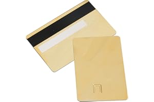 YUMILI 2 Tarjetas De Crédito De Metal De Acero Inoxidable, 3,37 X 2,12 Pulgadas, Tarjetas De Visita En Blanco, Ranura Para Chip 4442 DIY Con Banda Magnética HiCo De 3 Pistas, Grabar Regalo(Mirror Gold)