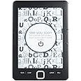 Pepisky E-Book Reader 6'' Glimmer- and Eye-Friendly E-Reader with Protective Case LED Display Light Lightweight o Video PDF Reader Black