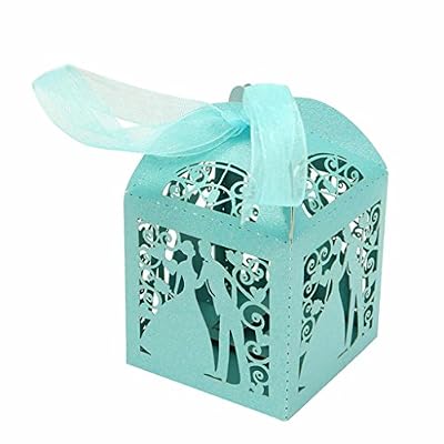 HoneyHome 50PCS 50pcs Boîte à Dragées Bonbonnière Motif de Jeunes Mariés pour Mariage