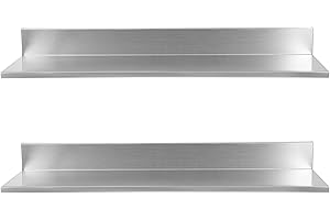QUIOTUIR Estanteria Pared 2 Piezas Baldas Flotantes Pared de Acero Inoxidable 76.2x21.8cm Estante Pared para Hogares, Cafeterías, Cocinas para Guardar Cubiertos, Platos, Cucharas, Tenedores