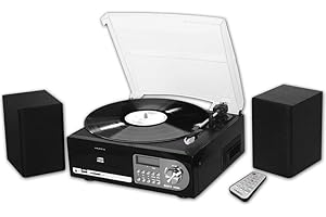 Majestic TT 38R CD TP USB SD - Tocadiscos (33/45/78 RPM, Reproductor de CD/MP3, Cassette, Entrada USB/SD Recorder, Color Negro