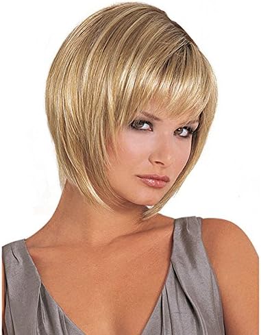 YSFL 32cm Short Golden Women Wigs Heat Resistant Bob Style Cosplay Full Hair Wigs Party Wig