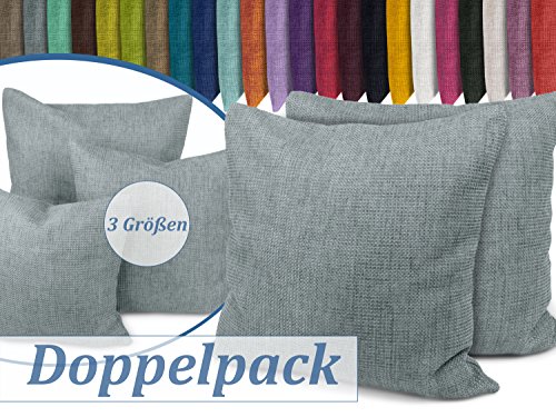 Doppelpack zum Sparpreis! 2 Kissenhüllen in Struktur-Optik - erhältlich in 23 modernen Farben und 3 verschiedenen Größen, 60 x 60 cm, silbergrau