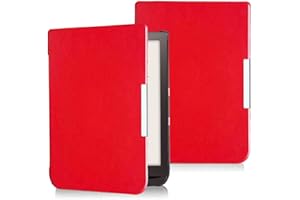 INSOLKIDON Kompatybilne z Pocketbook InkPad 3 PB740/Pro PB740/kolorowe etui na tablet PB741, pełne pokrycie, ultracienkie etui ze skóry PU, składane etui ochronne na tablet, czerwone