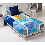 EDREDÓN AJUSTABLE IMMAGINI, Color Azul, Medida Cama 105