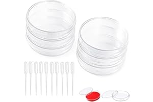 BQRKOTM 6 Pezzi Piastra Di Petri Plastica, Piatti Petri 70Mm, Piastre Di Petri In Plastica Sterile Con Coperchio, Con 10Pzs 1Ml Pipette In Plastica, Per Cultura Laboratorio Lievito Batterico