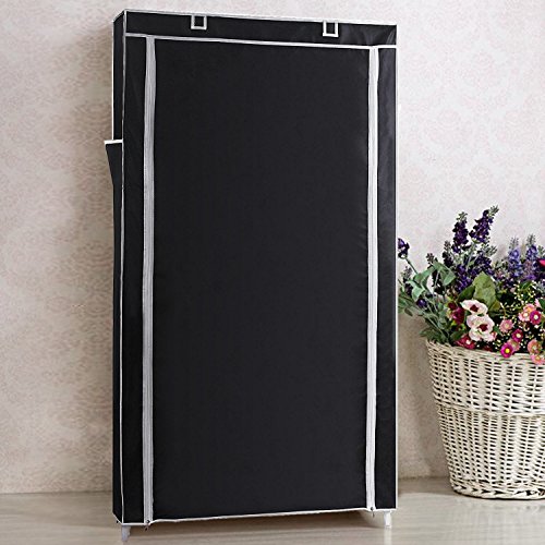 Amzdeal Mit Stoffabdeckung Schuhschrank mit 10 Ablagen Non-woven Schuhregal minimalistische moderne Schuhständer（schwarz） - 3