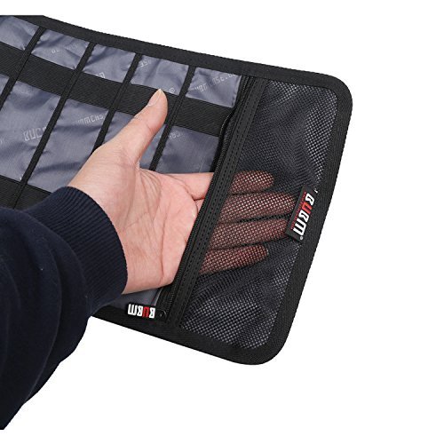 BUBM Große gerollte Reisetasche Beutel mit Flächern Organiser Management für Kabel, Karte und USB Laufwerk, Schwarz - 6