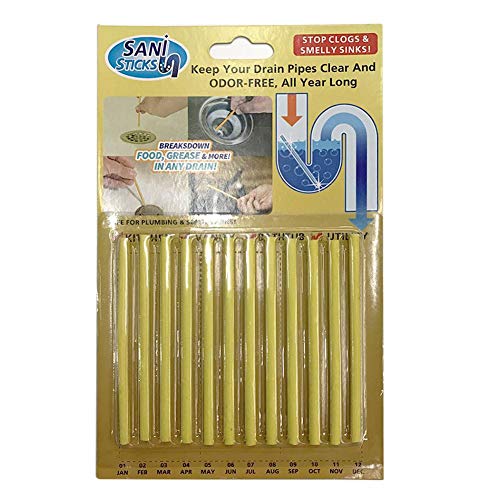 Knowled 12PGS conduttura Sewer decontaminazione Pulizia Rod Sticks Strumento di Pulizia per la Vasca da Bagno WC lavello Cucina Vasca Clogged Drains Dredge Tubo di Scarico Yellow