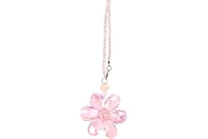 Create idea Fleur Rose Attrape-Soleil Ornement Suspendu en Cristal de Pendentif de Rétroviseur de Voiture Accessoires Décoration de Charme Intérieur Automobile 15cm/5.9 Pouces de Longueur
