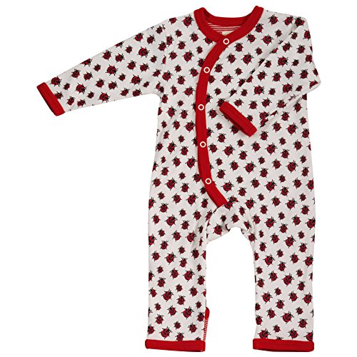 Bears Organics for Kids romper sleepsuit Organic Cotton, GOTS Ladybird Red -  Red - 0-3 Months