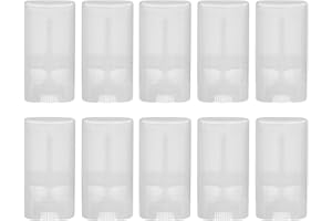 Upstore 10 recipientes de Desodorante ovalados de 15 ml para Labios y bálsamos de Labios con Tapas envases vacíos de plástico rellenables para cosméticos Muestra de bálsamo Labial (Transparente)
