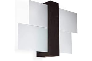 SOLLUX lighting Feniks 1 Aplique | Elegante Carcasa De Madera + Combinación De Pantalla De Vidrio | Bombilla Reemplazable E27, 1 x 60 W | Wengué, 43 x 12 x 30 cm