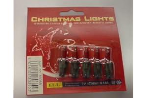 FDL Pack of 5 Push in Spare Fairy Bulbs in Red with Green Base 7v 0.98w 0.14a (S32)