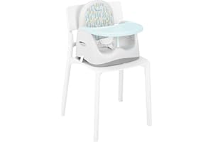 Badabulle Rehausseur de Chaise Enfant Trendy Meal, Universel, Adapté à Toutes les Chaises, Forme Ergonomique, Tablette Réglable & Amovible, Pliage Compact & Rangement Facile, Evolutif