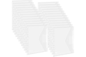 Agoer Plastic Wallet A4 Punched, File Folders,36Pcs Plastic Document Files Popper Wallets,11 Holes Binder Pockets for 2/3/4 Ring Binder,Poly Pockets A4 with Snap Button for Home Office School