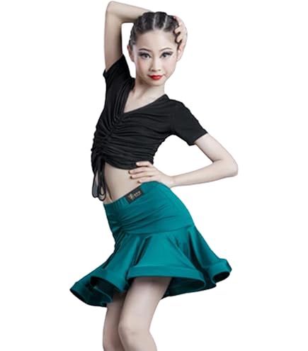 2024 Bambini Balli Latini Costumi, 2 Pezzi Split Design Leopard Tops