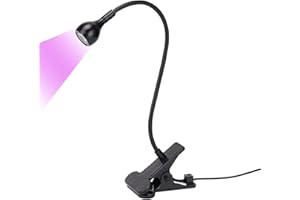 ADSPOW 3W UV Glue Lamp, USB 3W UV Lamp, with Gooseneck, 3W LED Purple Light UV Glue with Clips and Switch Hardens, for UV Gel Nails and Mobile Phone Repair
