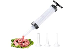 FANSEZQ Wurstfüllwerkzeug, Manuelle Wurstmaschine, Wurstfüller, Manuelle Würste, Wurstfüller für den Haushalt, mit 3 Haushaltsdüsen, Küchenutensilien, geeignet für hausgemachte Würstchen