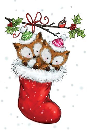 Wild Rose Studio Foxes in Stocking Stamp, Multi-Colour, 0.1 x 9 x 18 cm