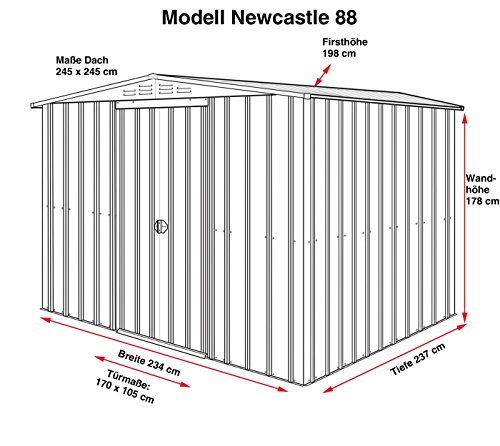 CLEMENS HOBBY TEC Stahlgerätehaus Globel Industries A5, BxT: 245×245 cm, mit Satteldach anthrazit - 2